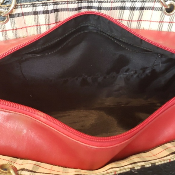 Plaid red and brown barrel shaped purse - Picture 4 of 6